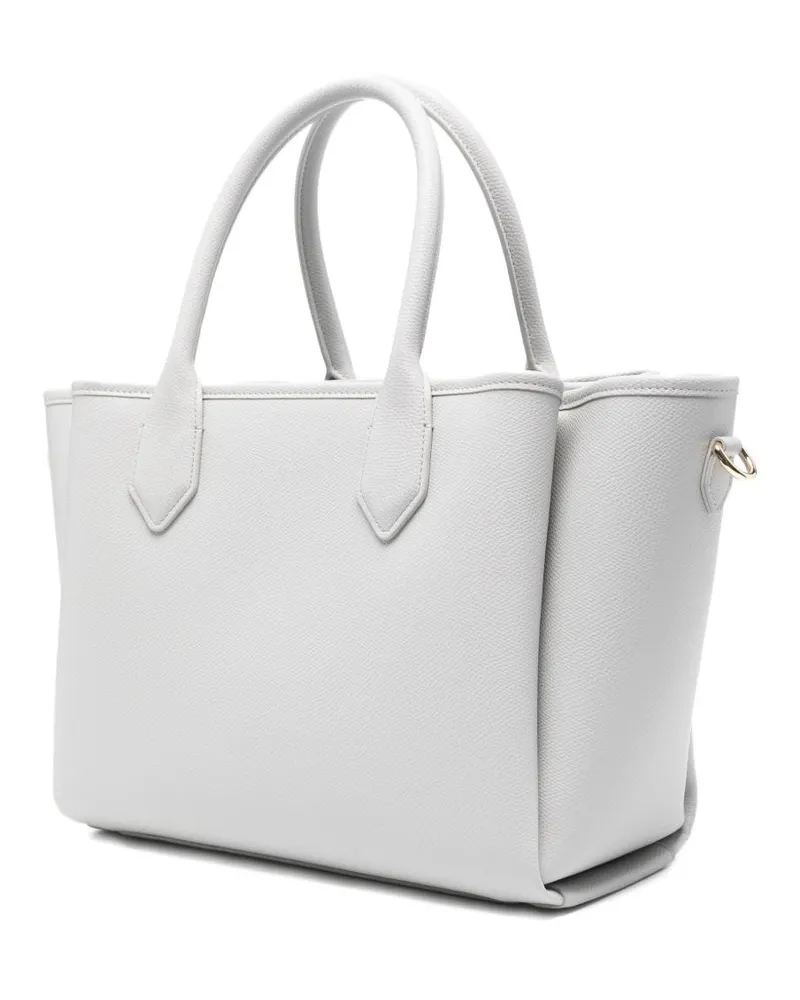 Emporio Armani Palmellato Leather Tote Bag — White White