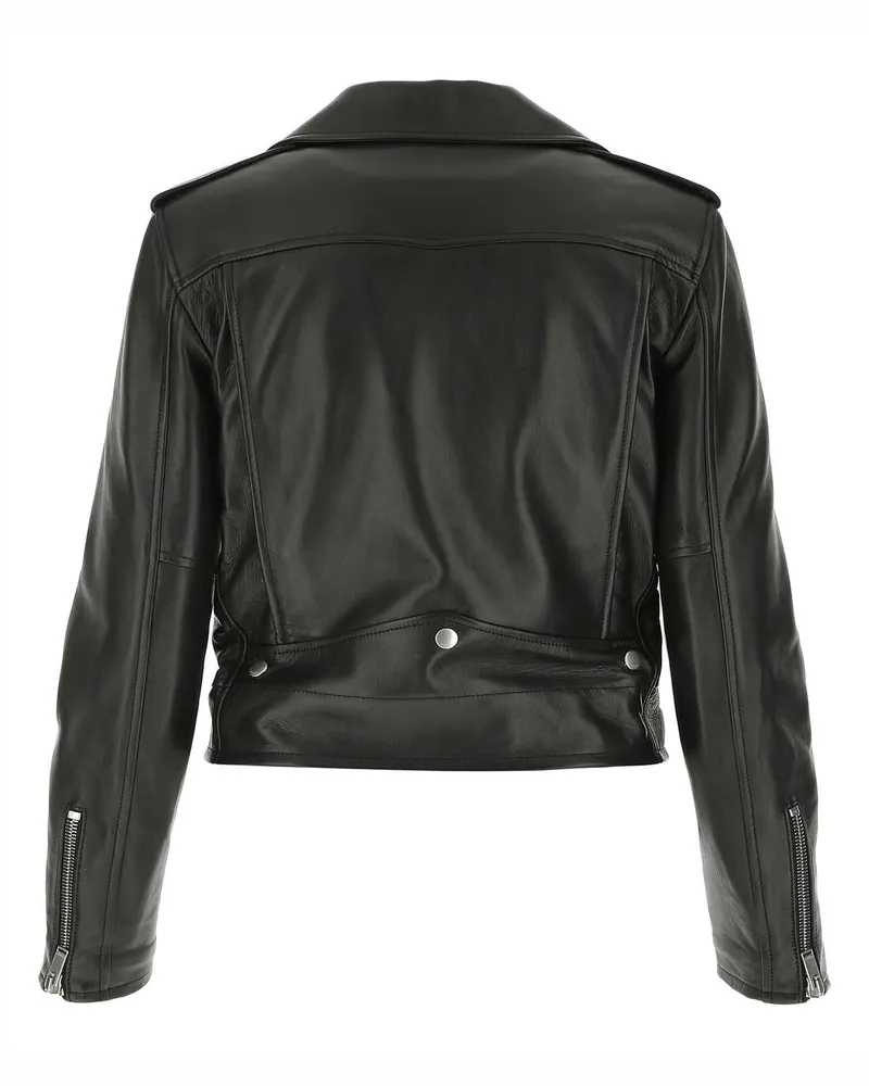 Saint Laurent Women's Black Nappa Leather Jacket 1000 Lamb Skin Giacche Pelle Black