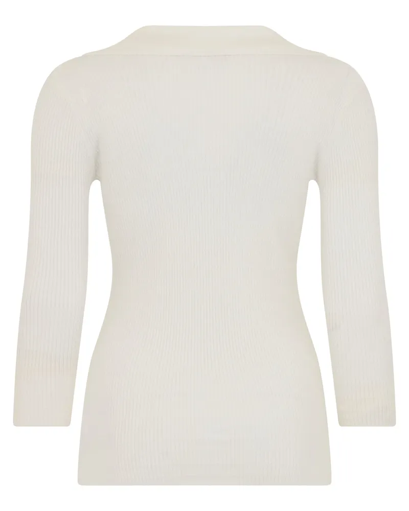 Elisabetta Franchi Ribbed Lyocell Polo Shirt — White White