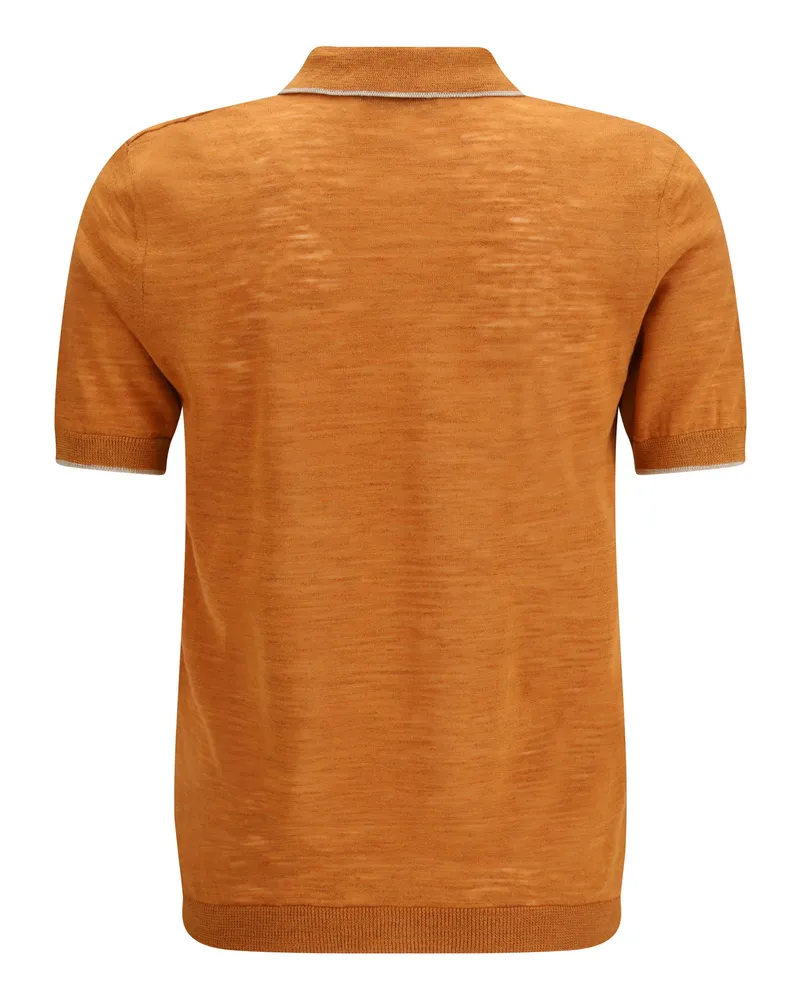 Brooksfield Men's Linen Blend Polo Fox Linen; Polyester Shirts T-shirts And Polos Fox