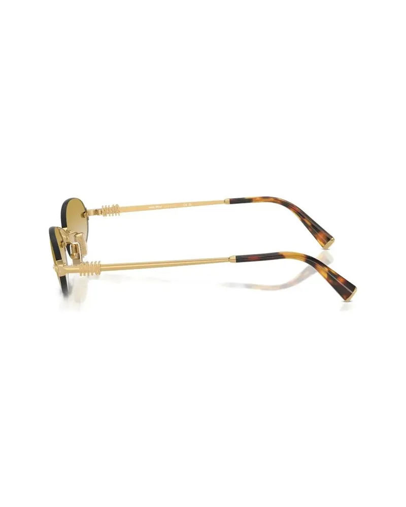 Miu Miu MUA54S Oval Metal Frame Sunglasses — Gold Gold