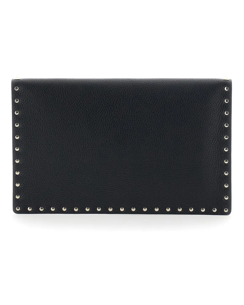 Valentino Garavani Women's Clutch Bag Rockstud Leather Black Calf Black