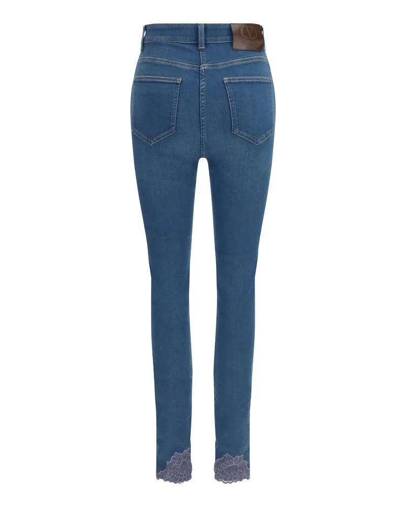 Valentino Garavani Lace-Trimmed Jeans — Blue Blue