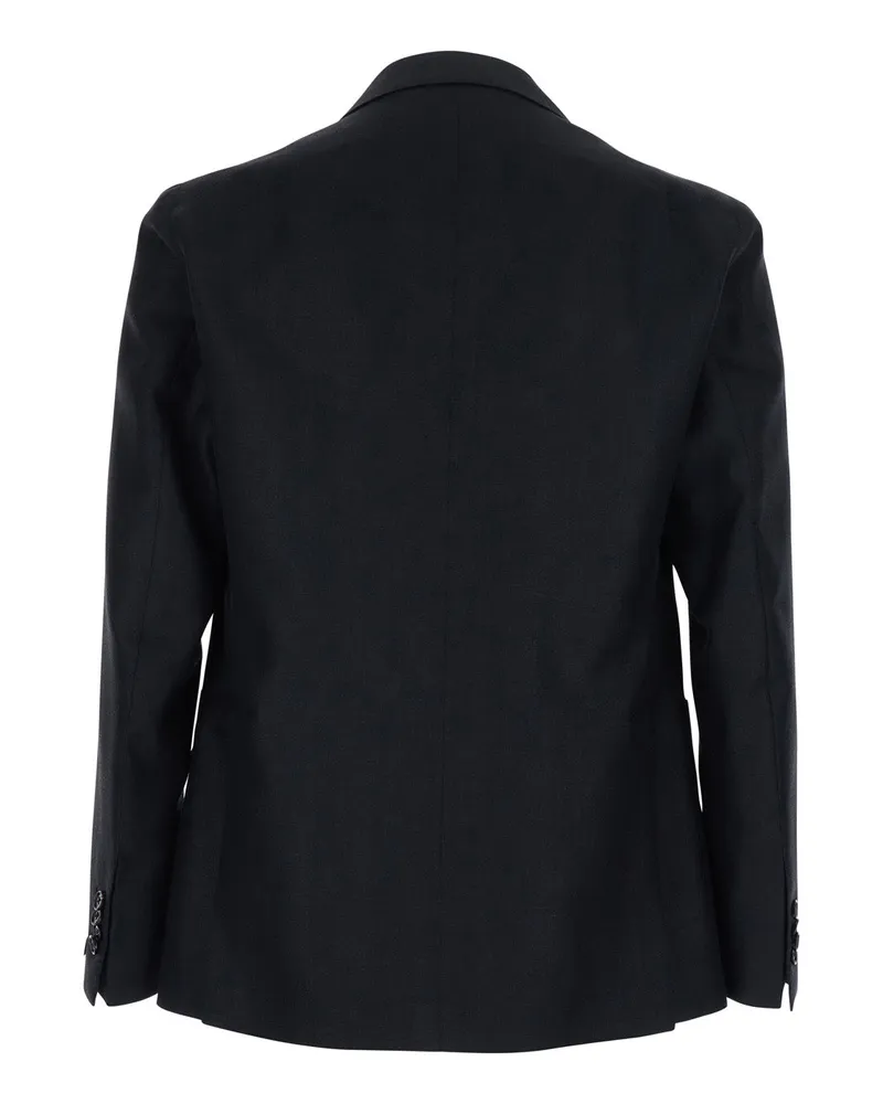 Tagliatore Men's Single-Breasted Jacket Montecarlo Blue Virgin Wool Blazers Blue