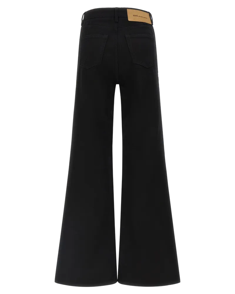 AMI Paris Flared Cotton Jeans — Black 