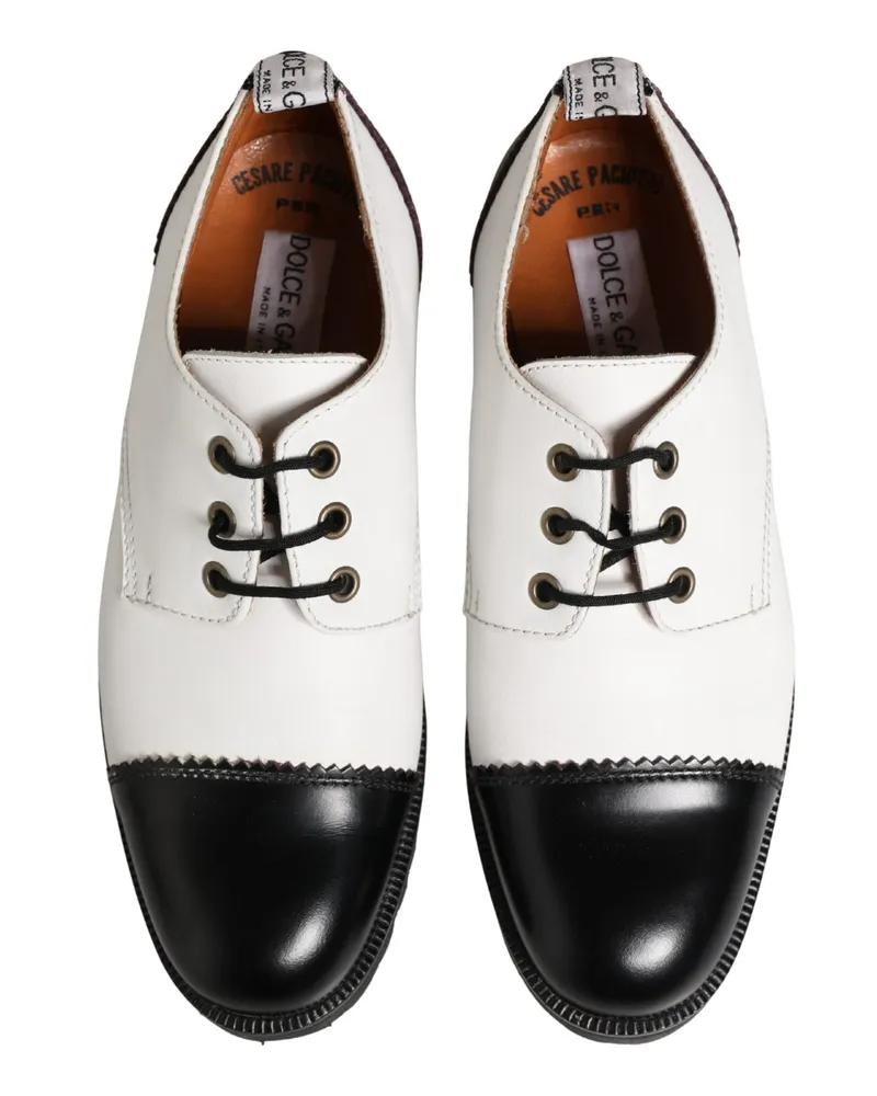 Dolce & Gabbana Women's Black White Leather Derby Shoes And Multicolor