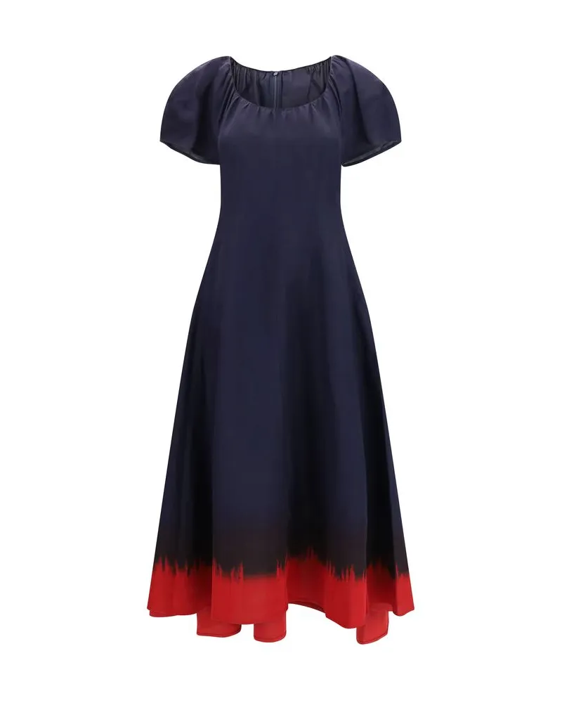 Tory Burch Balloon-Sleeve Viscose Dress — Navy Navy