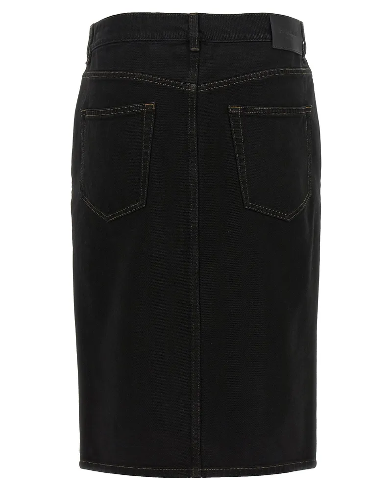 Saint Laurent Women's Black Cotton Midi Skirt Black