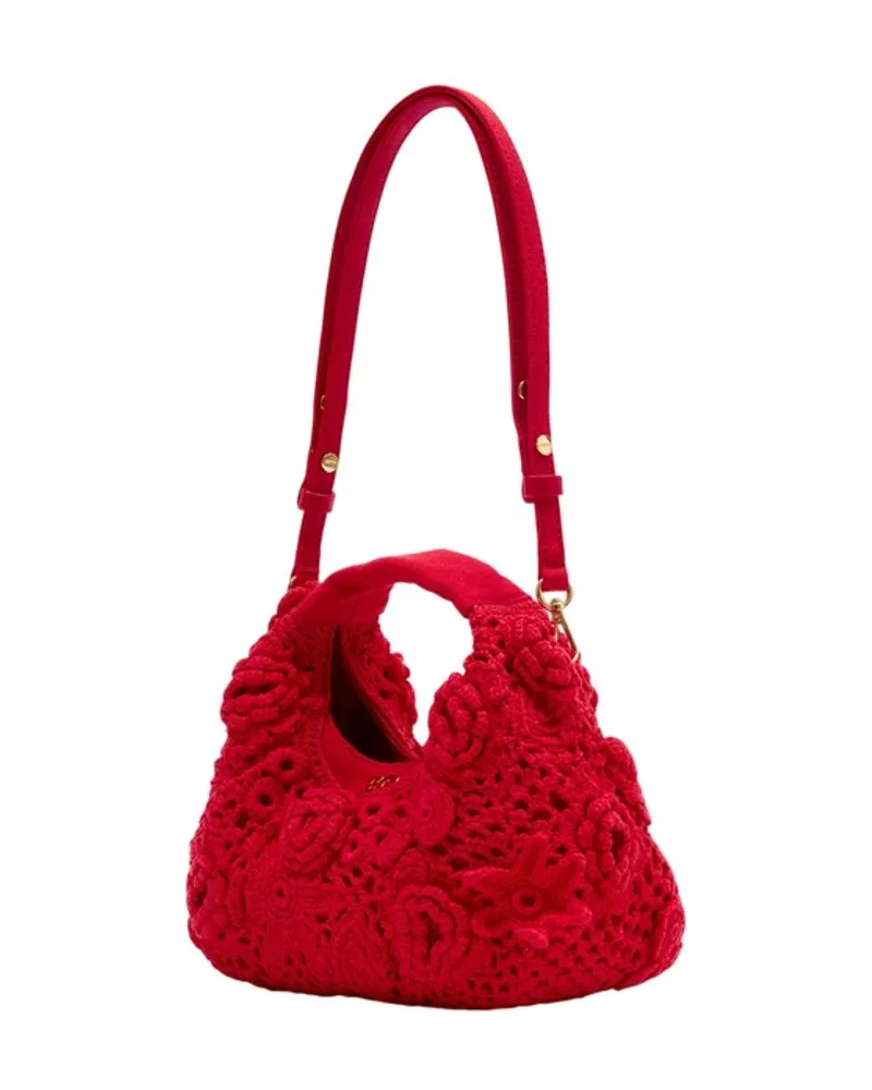 Ganni Women's Hobo Mini Purse -  Cotton Red Bags Handbags-Purses Red
