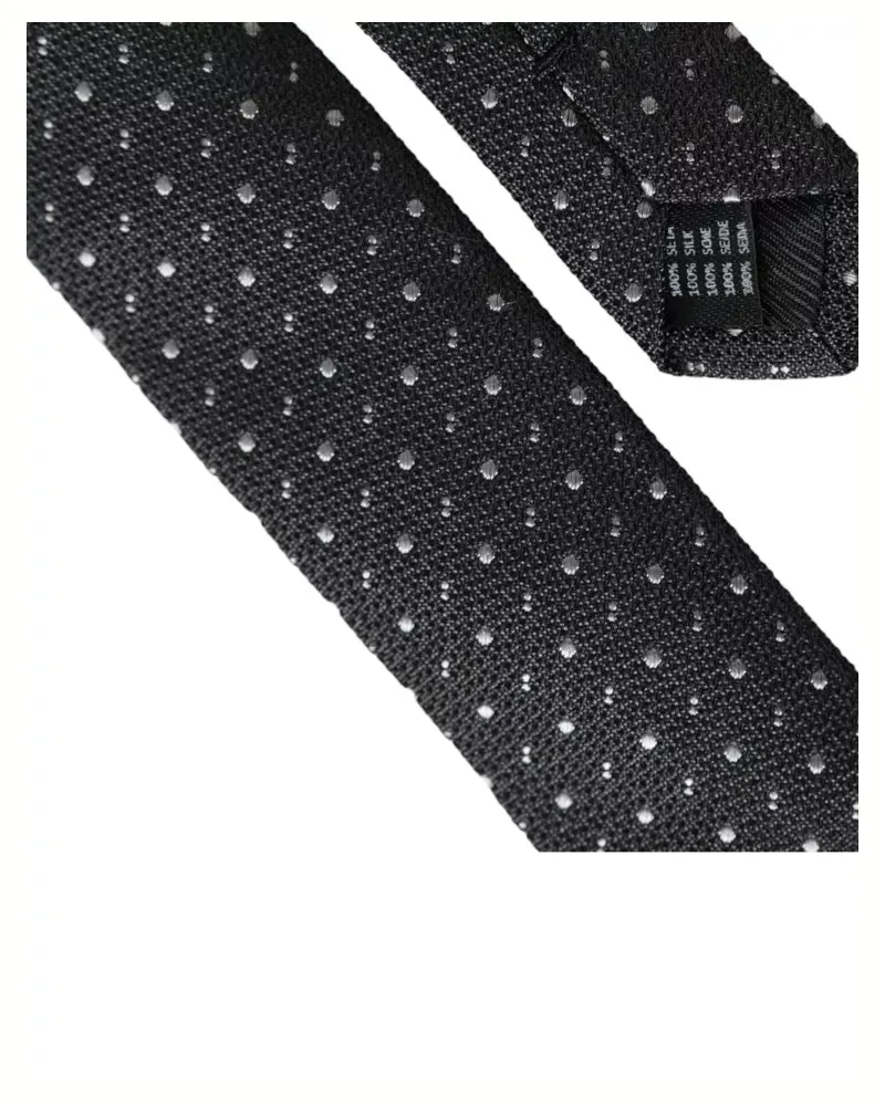 Dolce & Gabbana Black Polka Dot Silk Adjustable Men Tie Black