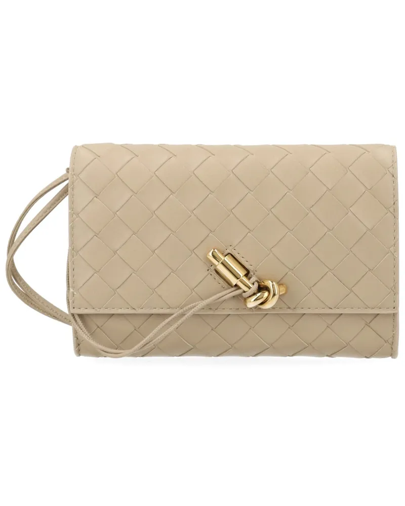 Bottega Veneta Women's Pochette Andiamo Beige Leather Lamb Clutch Bags Beige