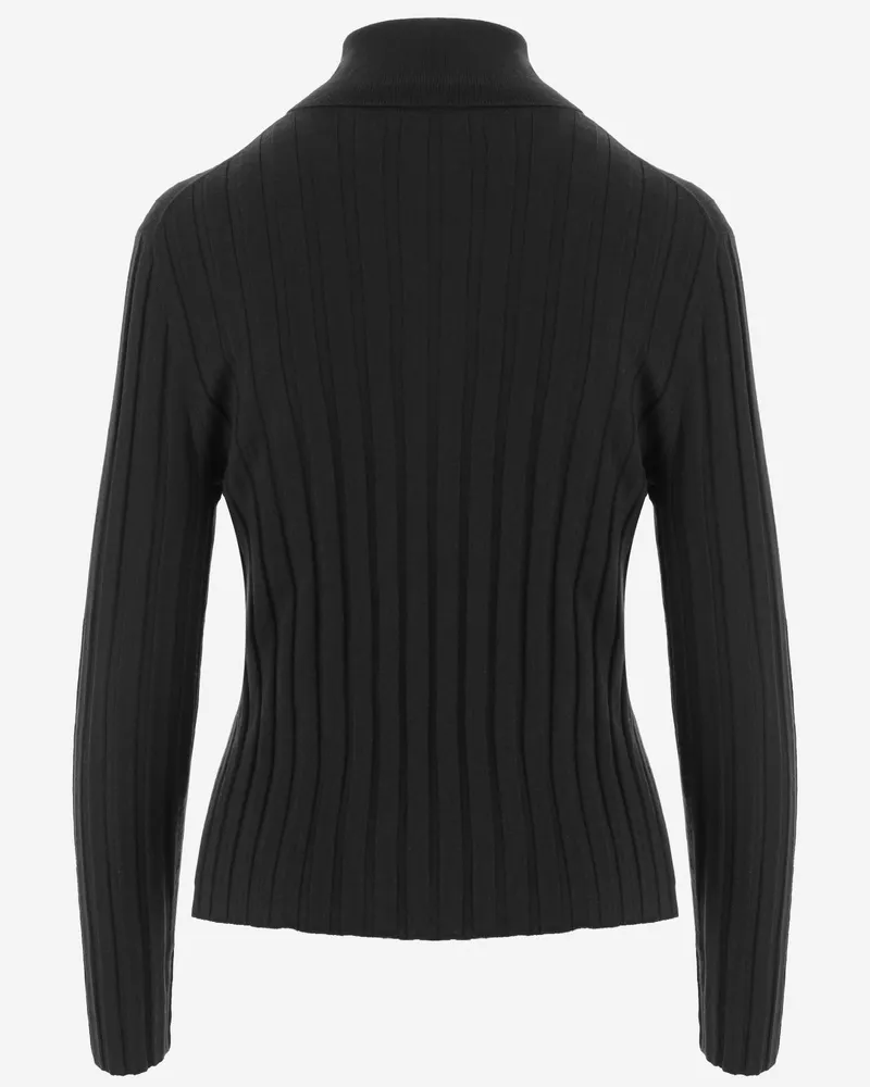 ALLUDE Women Wool High Neck Ribbed Sweater Black Black