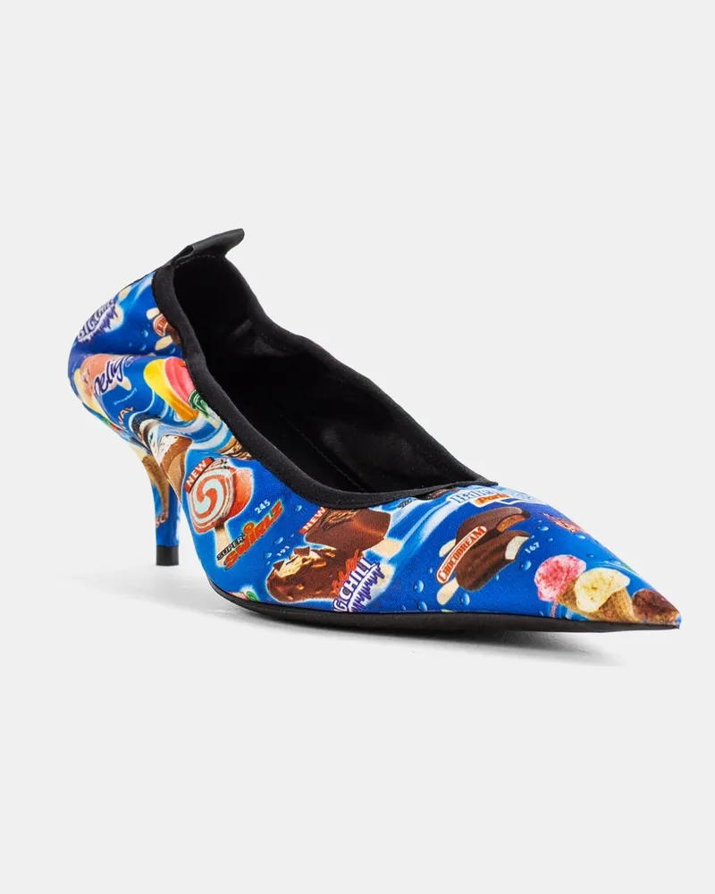 Balenciaga Printed Satin Collage Pump — Blue Blue