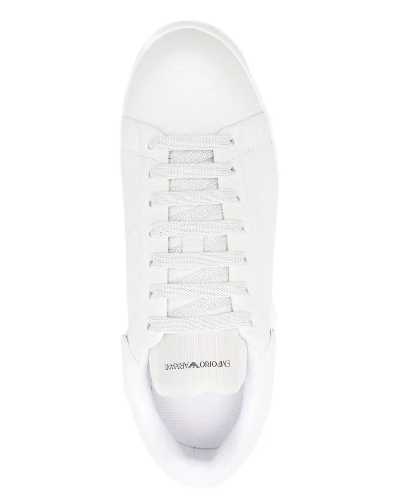 Emporio Armani Calf Leather Sneakers — White White