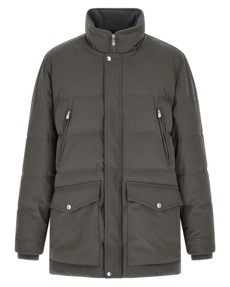 Brunello Cucinelli Goose Feather Quilted Parka — Gray Gray