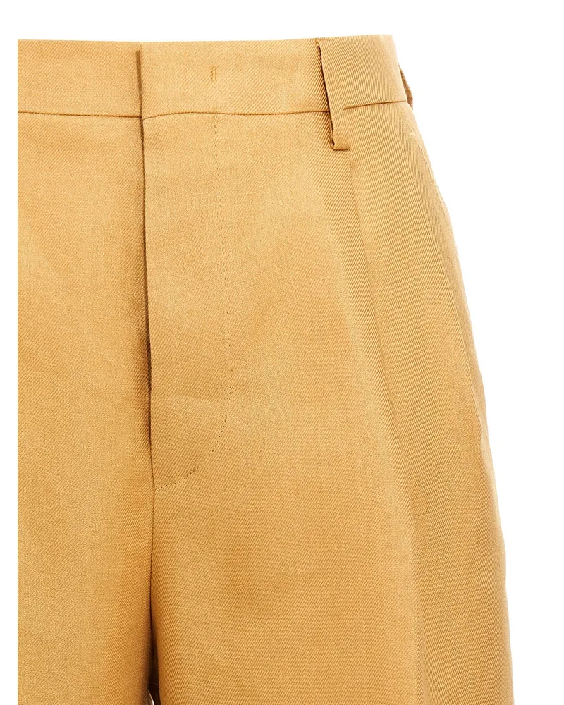 Tagliatore Linen Bermuda Shorts — Gold Gold