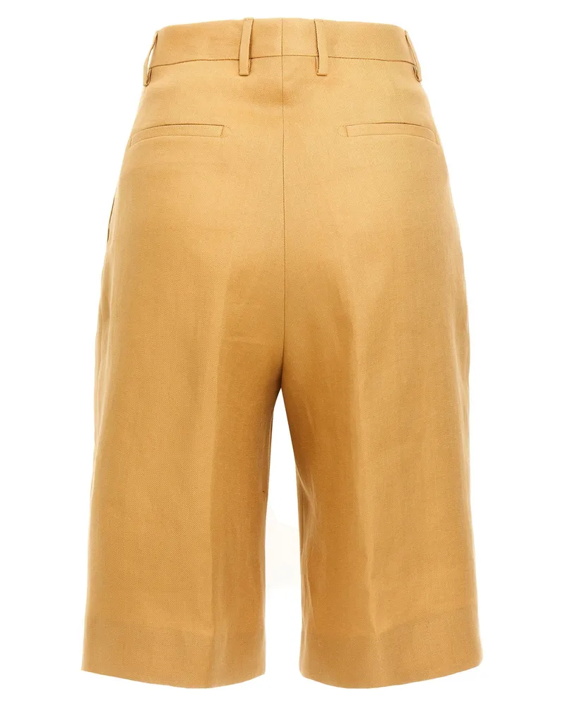 Tagliatore Linen Bermuda Shorts — Gold Gold