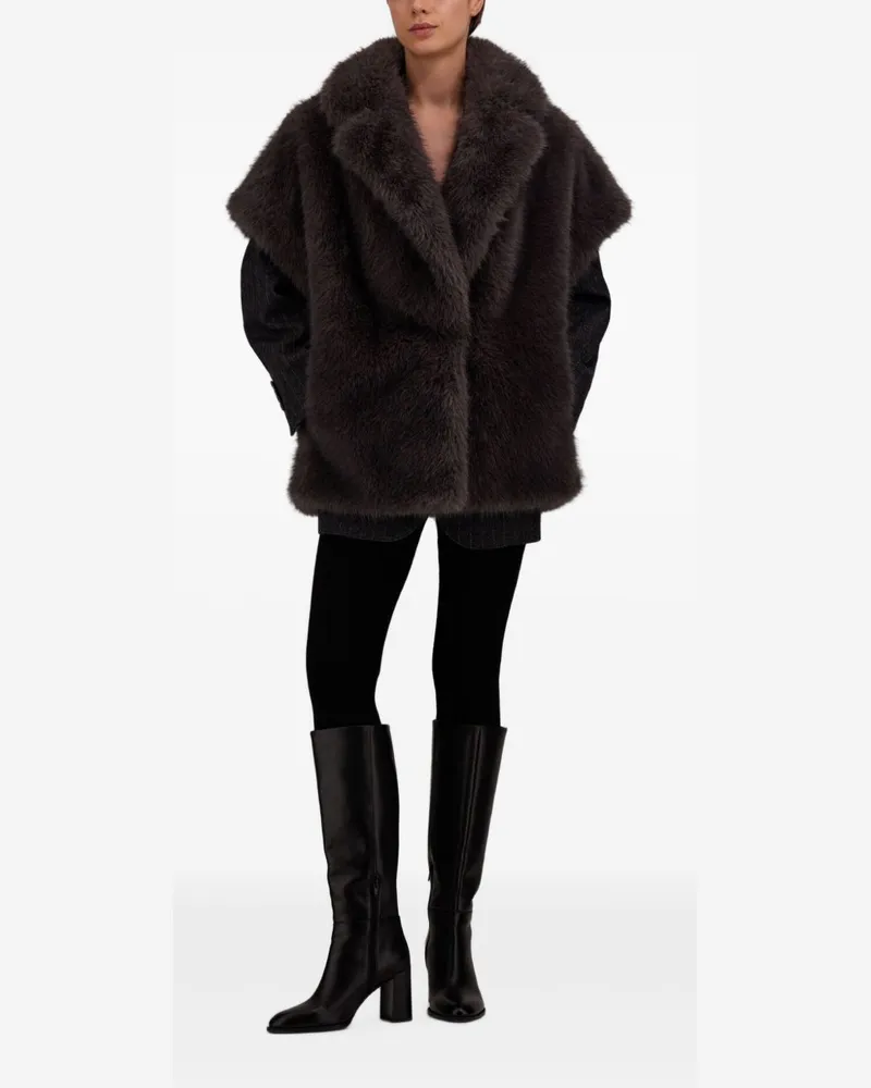 Herno Faux-Fur Lapel Vest — Grey Grey