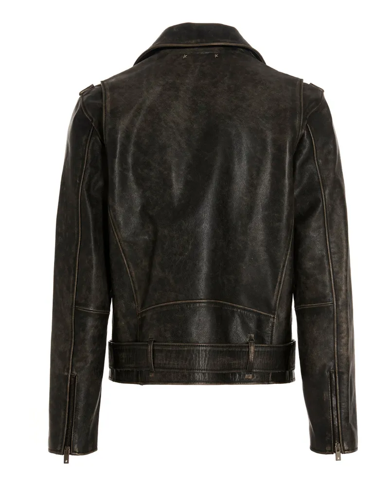 Golden Goose Men's Black Calfskin Leather Jacket Clothing Black