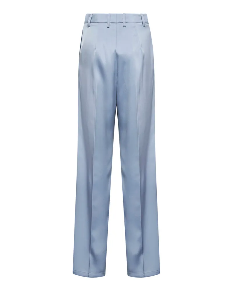 Blanca Satin Straight Trousers — Blue Blue