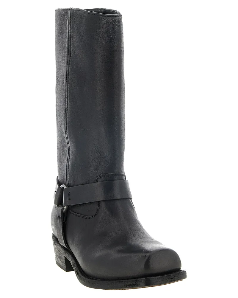 Golden Goose Harness Strap Biker Boot — Black Black