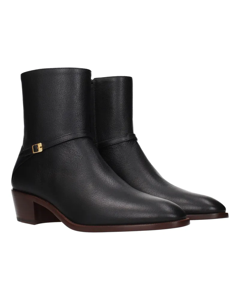 Valentino Garavani Leather Ankle Boot — Black Black