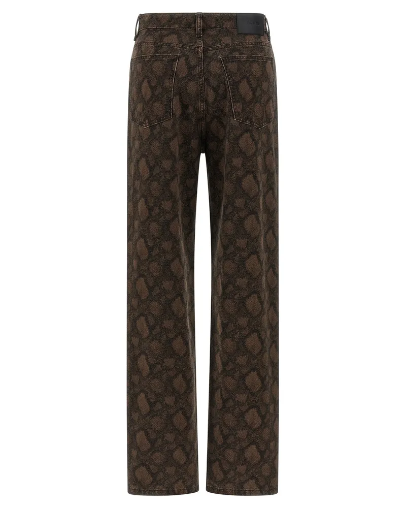 ROTATE Birger Christensen Animal Print Cotton Jeans — Brown Brown