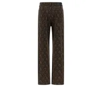 Animal Print Cotton Jeans — Brown