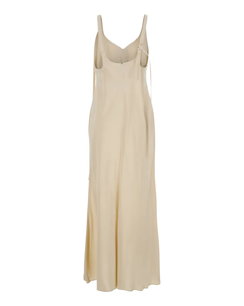 SPORTMAX Women's Beige Long Dress With V-Neck And Adjustable Straps Viscose Beige