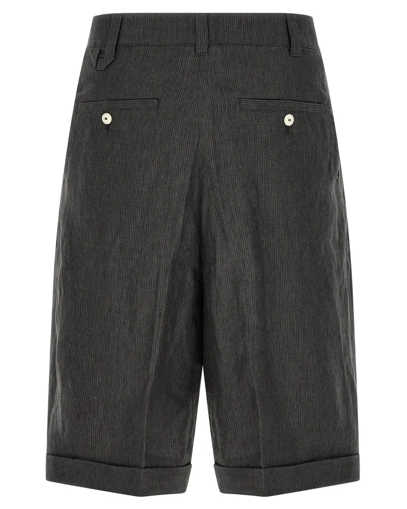 Jacquemus Men's Gray Linen Bermuda Shorts Gray