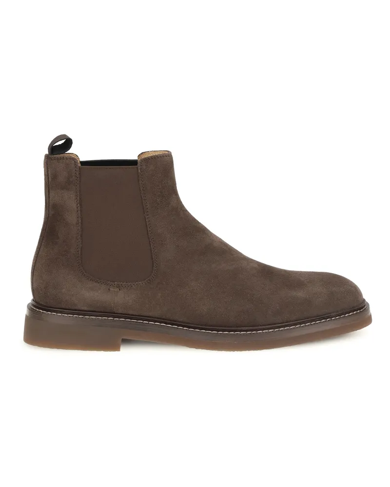 Brunello Cucinelli Men's Chelsea Boots Mocha Suede Brown