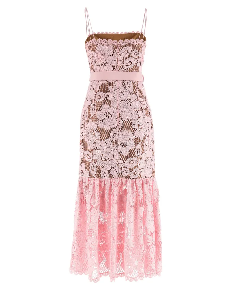 Self-Portrait Crochet Lace Dress — Pink Pink