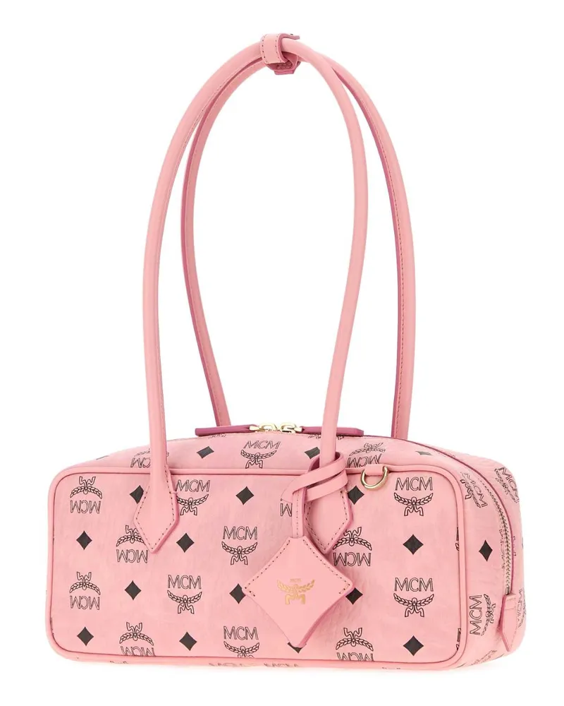 MCM Unisex Printed Canvas Small Aren Shoulder Bag Softpink Borse A Mano Pink