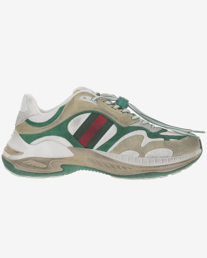 Gucci Men's Sneakers With Web Detail Leather Trainers White