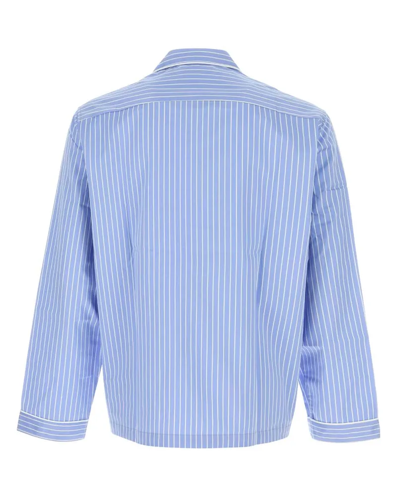 TEKLA Unisex Embroidered Cotton Sateen Shirt Eveningblue Exterior: Organic Camicie Blue