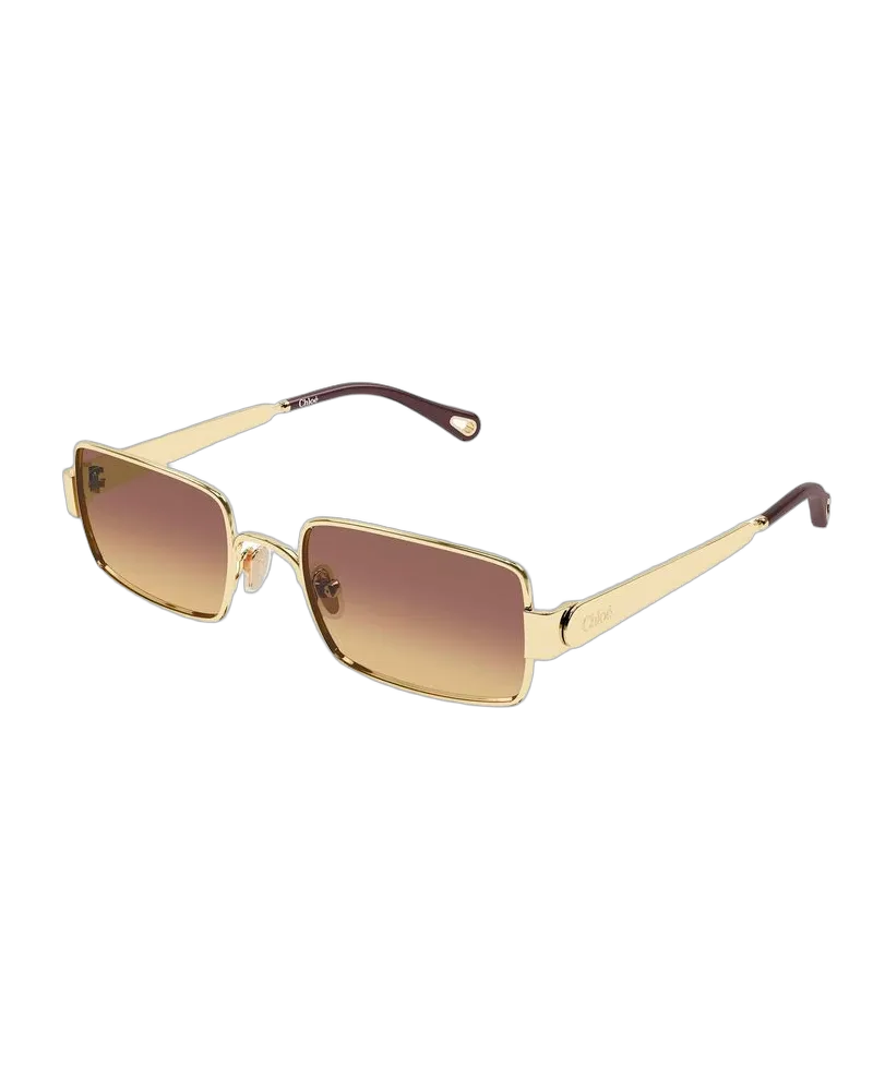 Chloé Unisex Chloe Sunglasses Metallic Metal Eyewear Gold