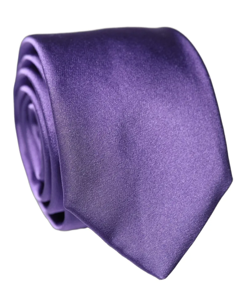 Dolce & Gabbana Purple Satin Silk Adjustable Men Tied Necktie Tie Purple