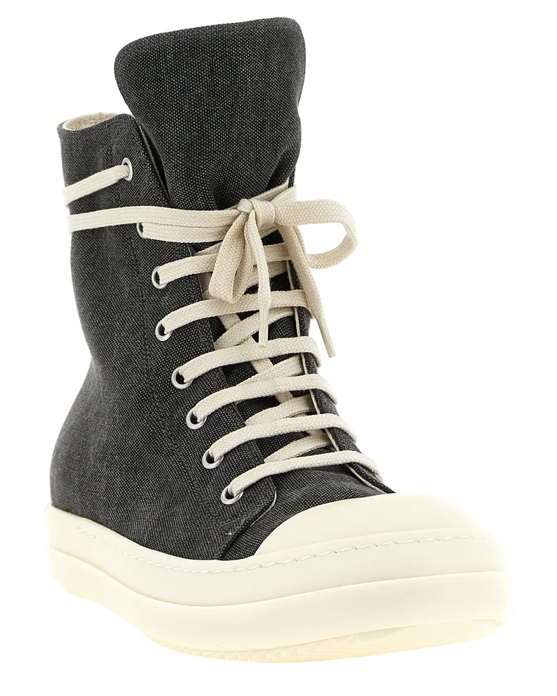 DRKSHDW by Rick Owens Cotton Canvas High-Top Sneaker — Gray Gray