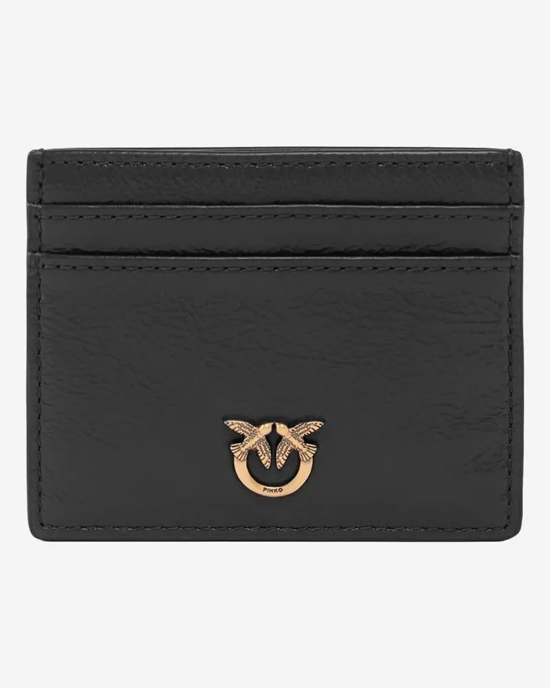 Pinko Women's Leather Card Holder With Logo Black Wallets & Purses Black