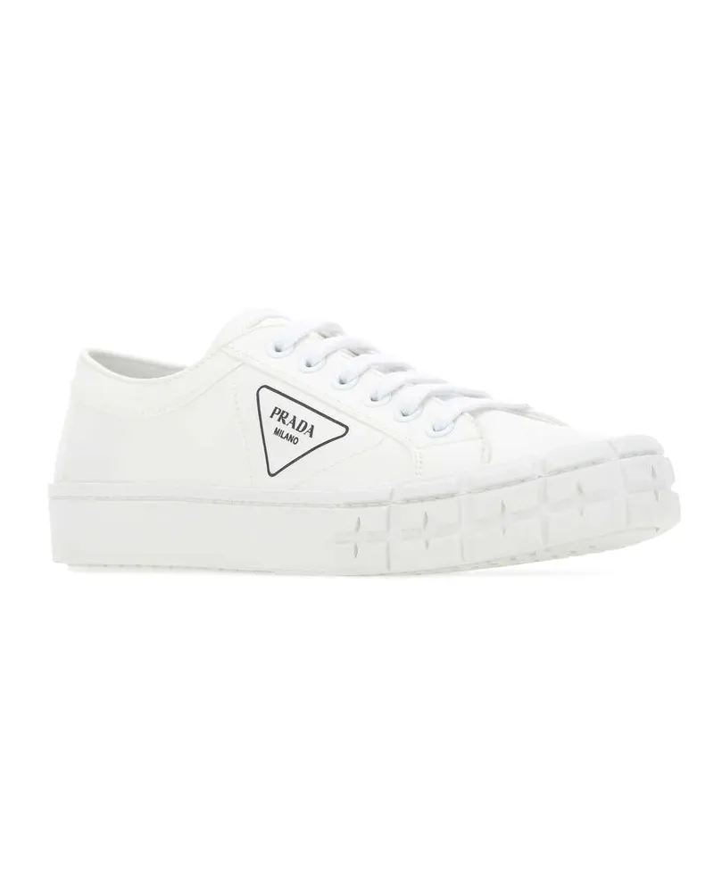 Prada Men's White Gabardine Wheel Sneakers F0009 White