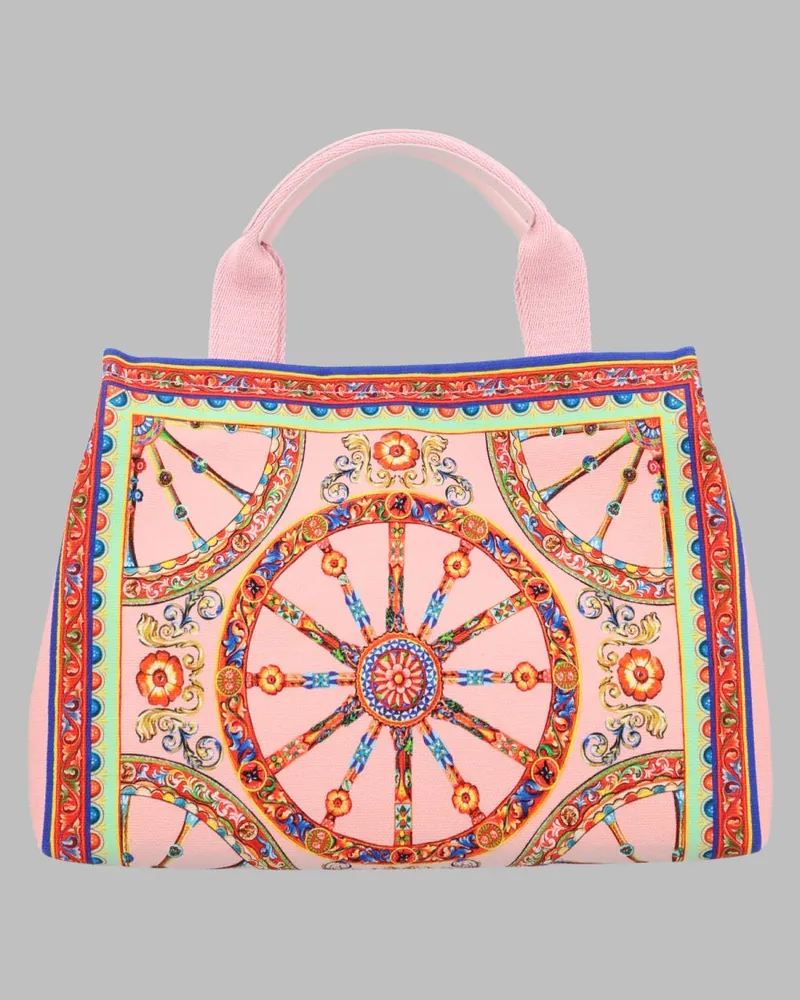 Dolce & Gabbana Girls' Tote Bag Multicolour Canvas Cotton Handbags Hand Multicolor