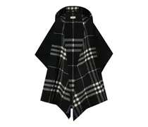 Women's Cashmere Check Cape Black Capes