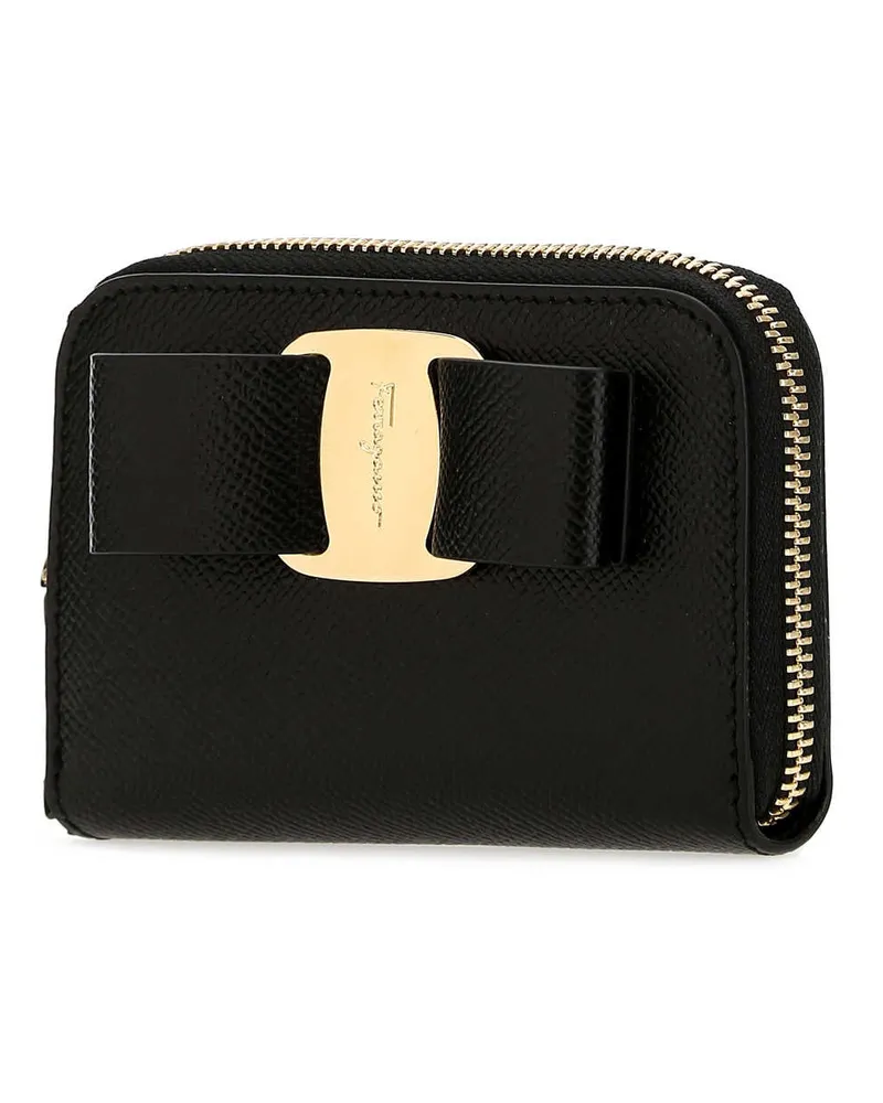 Ferragamo Women's Black Leather Wallet Nero Portafogli Black
