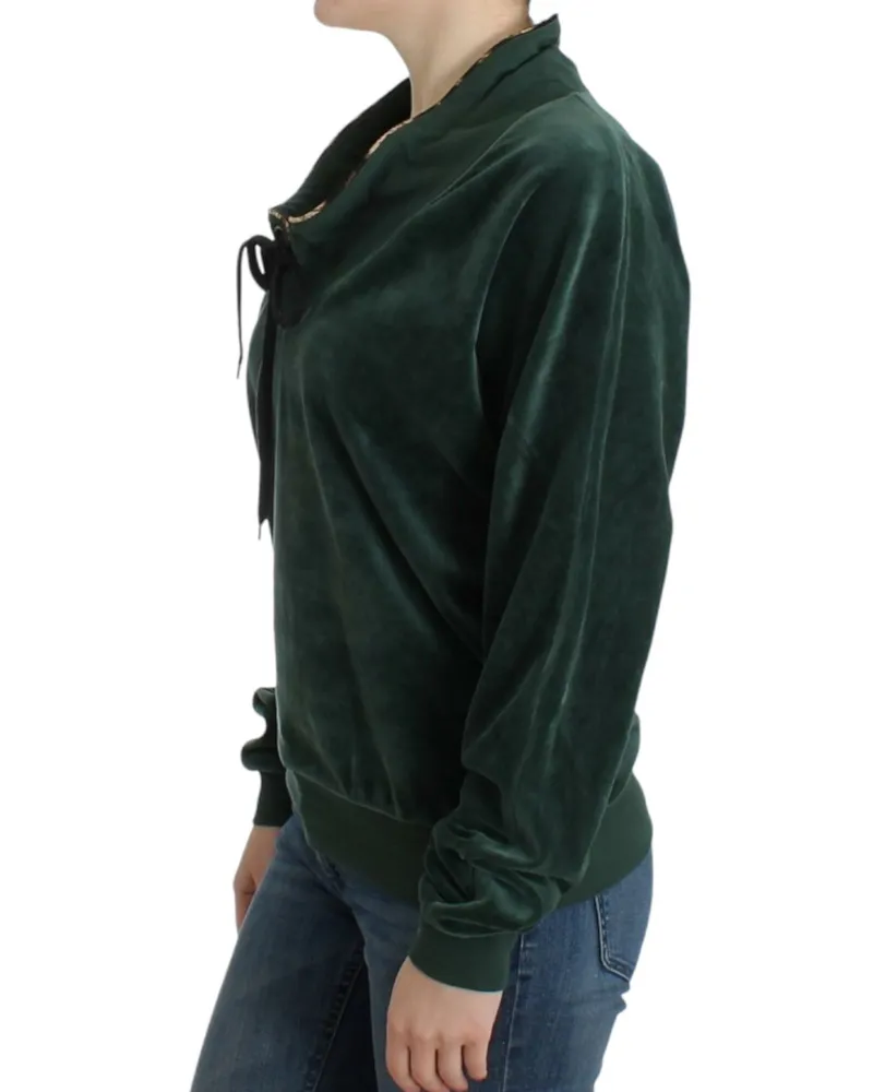 Roberto Cavalli Women's Green Velvet Cotton Sweater Clothing Green