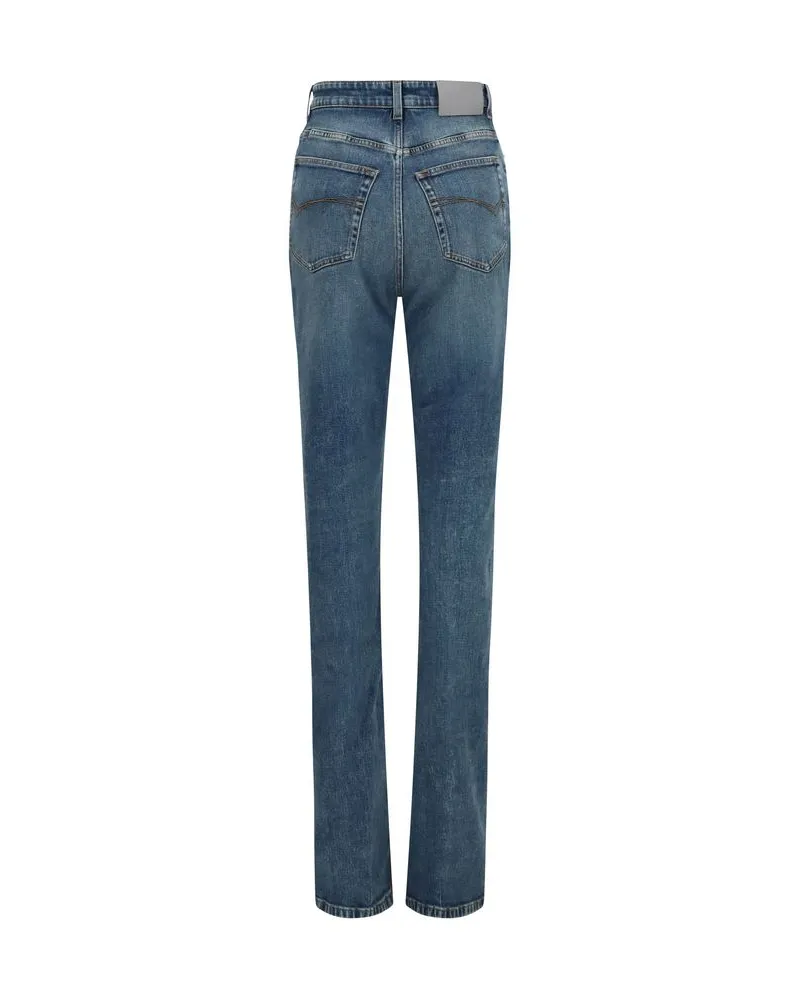 Balenciaga Women's Blue Cotton High-Waisted Jean Clothing Blue