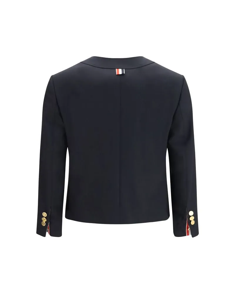 Thom Browne Hopsack Wool Blazer — Blue Blue