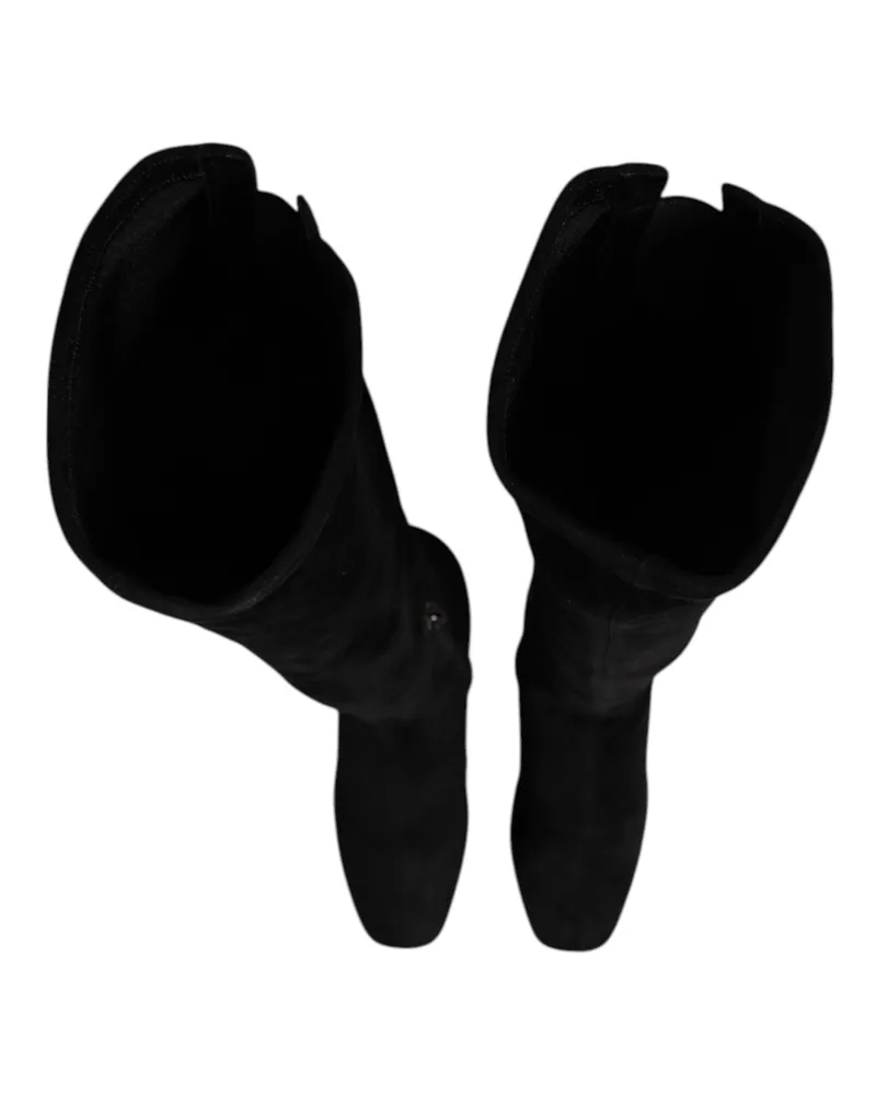 Dolce & Gabbana Women's Black Suede Leather Knee High Boots Shoes Lamb Black