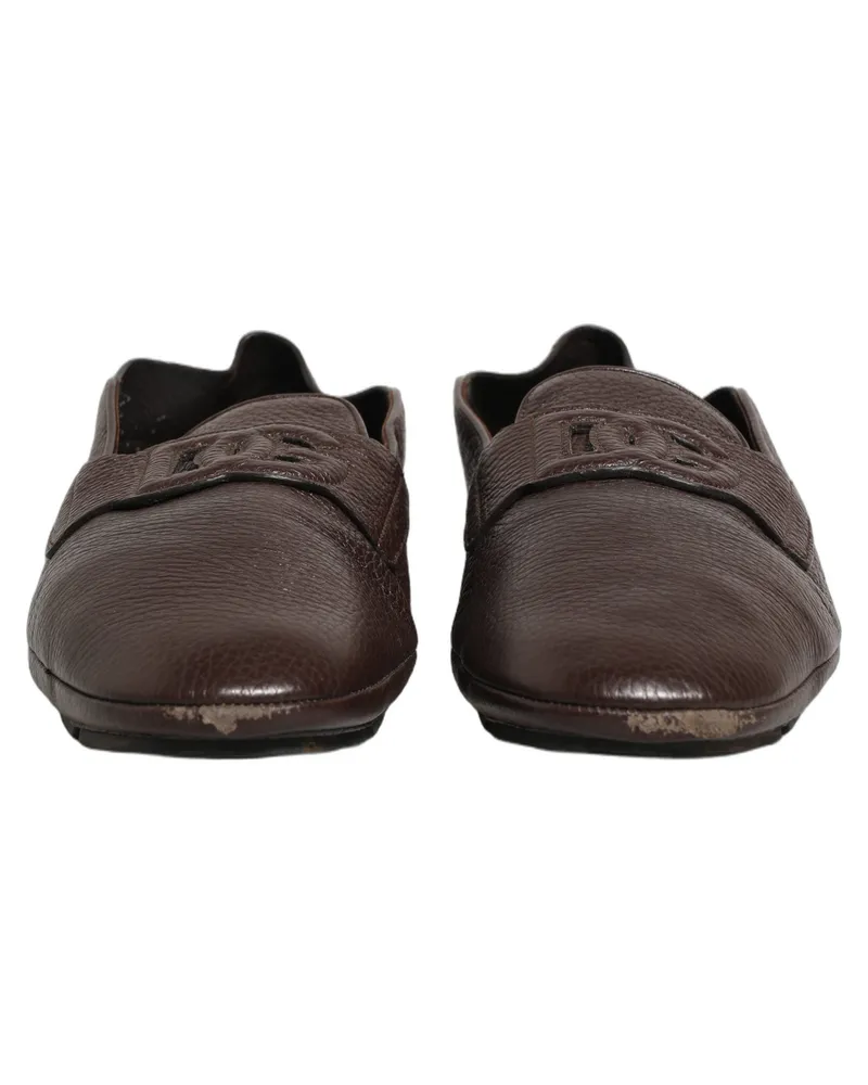 Dolce & Gabbana Men's Brown Deerskin Leather Driver Loafers Shoes Brown