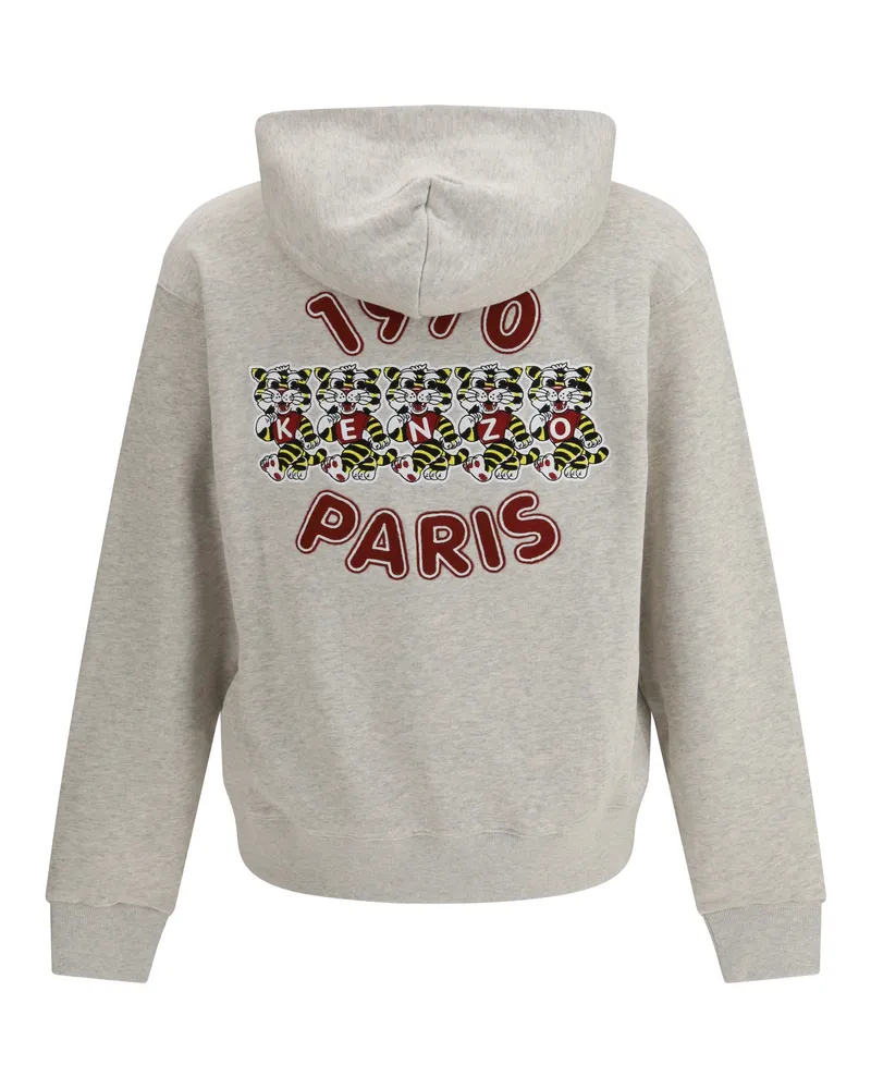Kenzo Men's Cotton Hoodei  Wild Tiger Pale Grey Sweatshirts Sweater Gray
