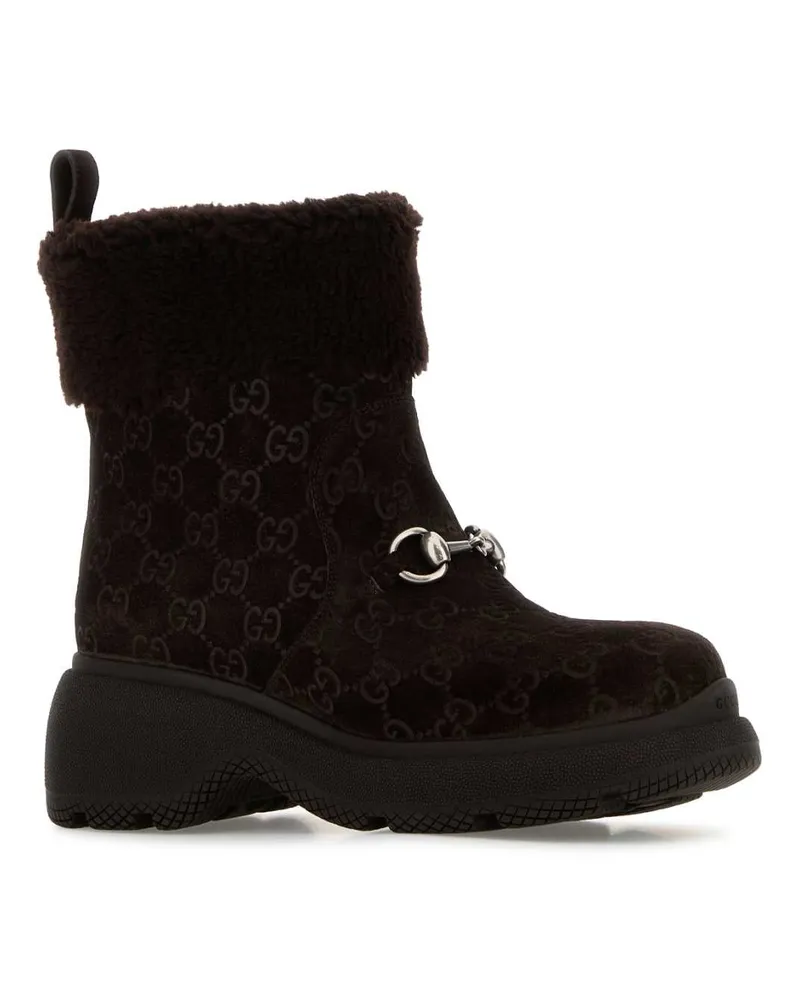 Gucci Women's Dark Brown Suede Ankle Boots Stivali Brown